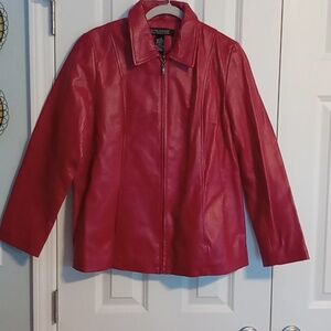 Dialogue Vintage Red Leather Women's Jacket